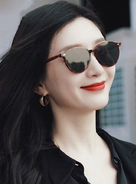 江疏影同款豹纹墨镜防紫外线