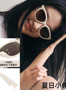 孙千同款白框猫眼墨镜女2024新款防晒防紫外线近视太阳镜KRISTEN