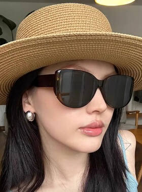 复古豹纹猫眼墨镜女2026新款玳瑁大框大脸显瘦偏光近视度数太阳镜