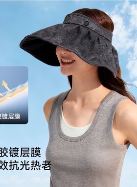 VVC黑胶贝壳缎光空顶防晒帽