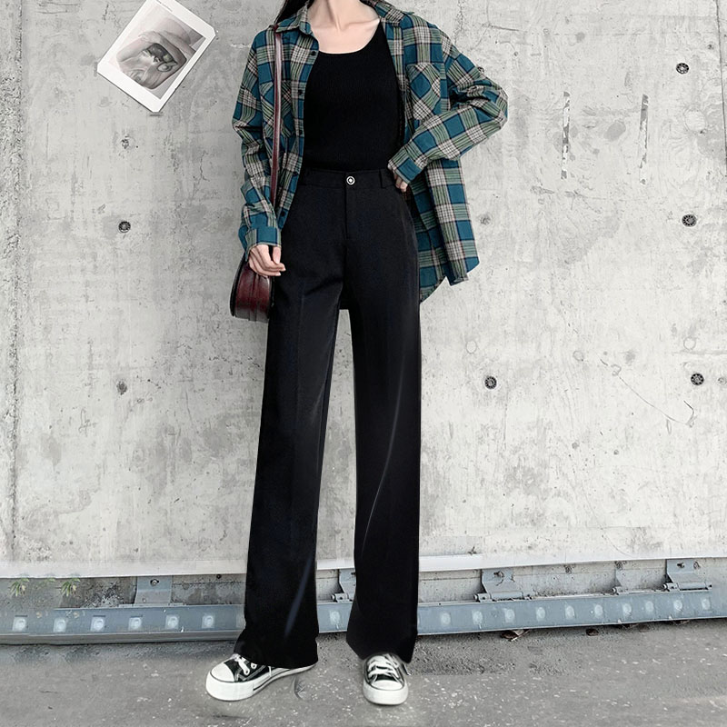 雅羊人旗舰店阔腿裤女裤高腰垂感显瘦黑色百搭休闲直筒宽松夏季薄款西装拖地裤1