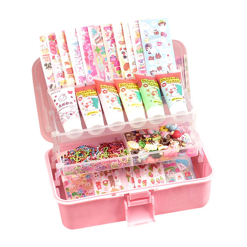 diy奶油胶咕卡圆盘估卡贴纸套装餐手工全套材料包镭射咕咔盘手账奶油胶咕卡贴纸大套装diy女孩儿童玩具礼盒装 - 图3