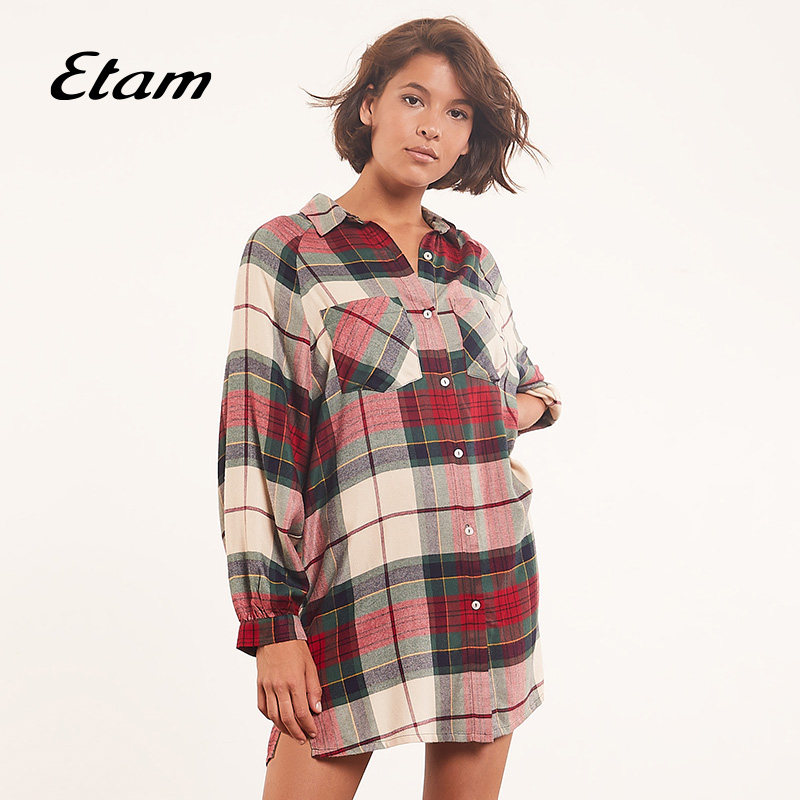 etam tommy复古绒法式女红色睡裙 Etam睡裙