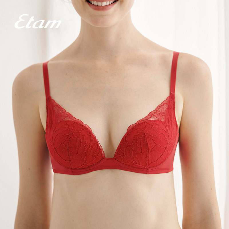 etam羽感蕾丝lover系列红色女内裤 Etam文胸套装