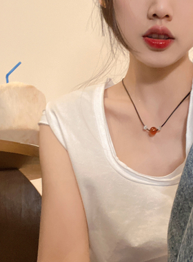 相思豆锁骨链高级吊坠女