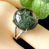 Natural crystal ring green ghost ring Brazilian green ghost ring silver bag closed mouth half basin birthday gift