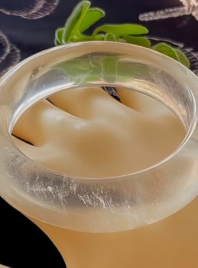 天然水晶手镯白水晶手镯碎棉白水晶镯子内径54宽18MM日常佩戴礼物