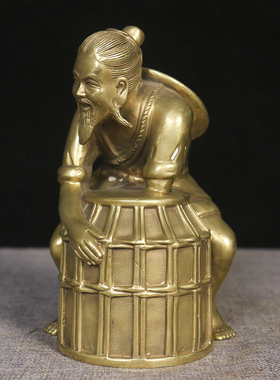 铜渔翁摆件人物铜像招财客厅家居铜器工艺品办公室书房风水装饰