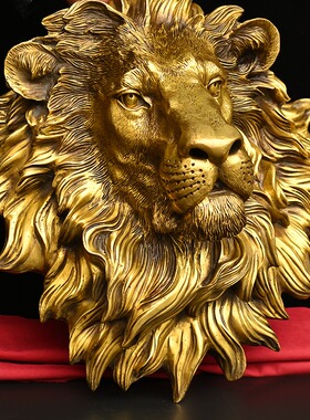 铜狮子头狮咬剑吉祥挂件招财挂牌首门口玄关挂饰墙饰家居装饰摆件