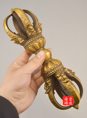 尼泊尔密宗大号纯黄铜五股普巴金刚杵藏传法器金刚撅降魔杵手把件
