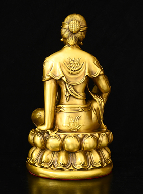 铜歪脖老母供奉家用观音菩萨化身神像保平安自在观音客厅卧室摆件