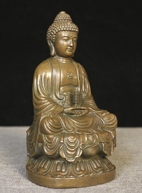 仿古纯黄铜药师佛供奉神像药师琉璃光如来摆件药师如来大号铜像