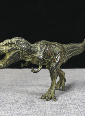 仿真霸王龙小恐龙暴龙动物模型铜制工艺品客厅玄关装饰品送礼佳品
