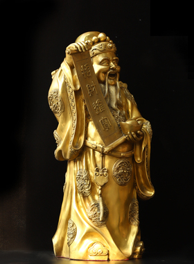 黄铜文财神爷铜像摆件招财进宝财神家用店铺开业供奉招财神像