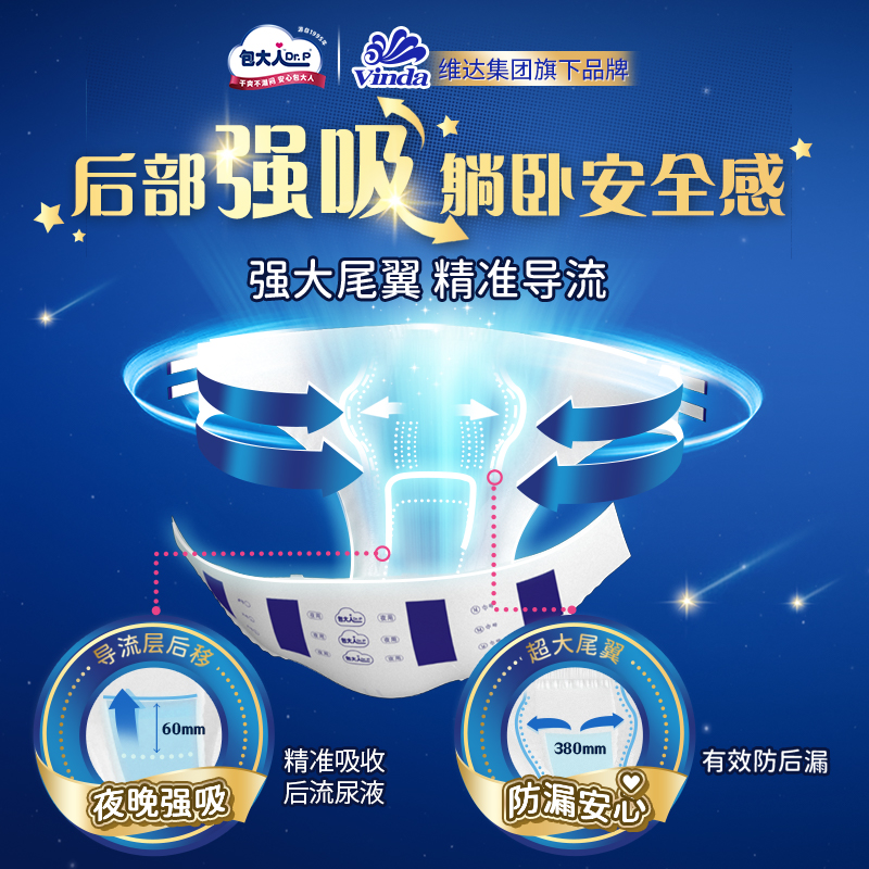 包大人成人纸尿裤夜用型M10/L10/XL9 失禁孕产妇老年人尿不湿