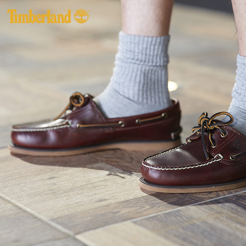 Timberland添柏嵐男鞋牛皮經典手工縫製休閒戶外船鞋|25077