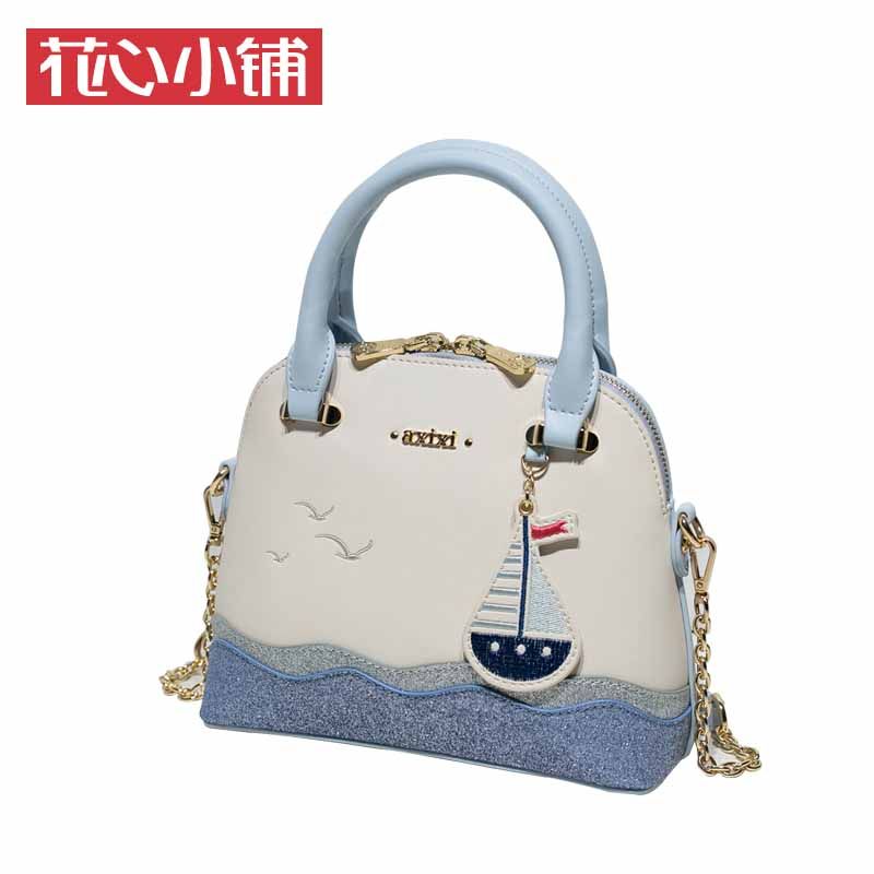 花心小铺2020新款撞色亮片绣花包 花心小铺箱包女士包袋