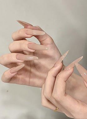 ElsaNail甄嬛美甲裸色冰透手工穿戴甲美甲黄黑皮显白高级感美甲贴