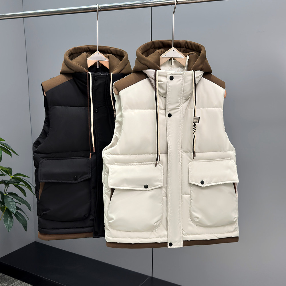 秋冬季男士休闲百搭马甲背心潮2022新款连帽羽绒棉服工装坎肩外套,淘宝优惠券,粉丝福利购,淘宝优惠卷