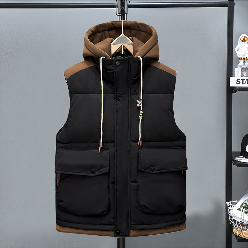 秋冬季男士休闲百搭马甲背心潮2022新款连帽羽绒棉服工装坎肩外套,淘宝优惠券,粉丝福利购,淘宝优惠卷