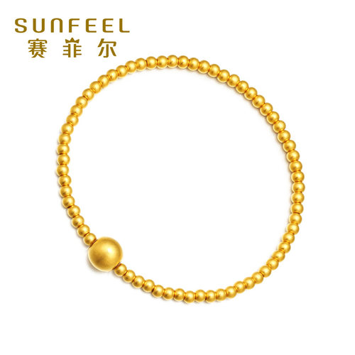 赛菲尔传世金转运珠足金999.9圆满手链古法金圆珠子手串传承送礼 - 图3