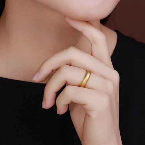 赛菲尔传世金戒指足金999.9素圈戒指古法金无字戒男女款传承送礼 - 图0
