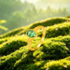 Safir Sugar Cube Series Green Time Pure Gold Green Zirconia Ring Hard Gold Gold Ring as a Gift for Your Girlfriend