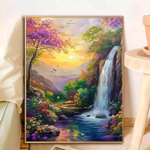 瀑布流水风景钻石画5d满钻新款客厅自己绣梦幻手工十字绣diy小件 - 图2