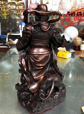 ㊣步步莲花 黄铜赵公明财神像工艺品摆件