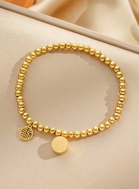 钛钢不掉色民族风莲蓬手串跨境摆地摊首饰品国潮珠子手链福喜配饰