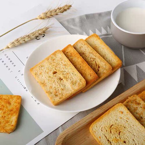 米多奇烤香馍片50g*50袋整箱早餐饱腹代餐食品馒头片休闲零食 - 图0