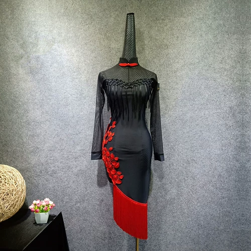 Посмотрите на фанат Yu латинская танцевальная юбка всасывание женского китайского стиля платье для выступления в стиле