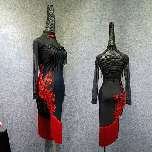 Посмотрите на фанат Yu латинская танцевальная юбка всасывание женского китайского стиля платье для выступления в стиле