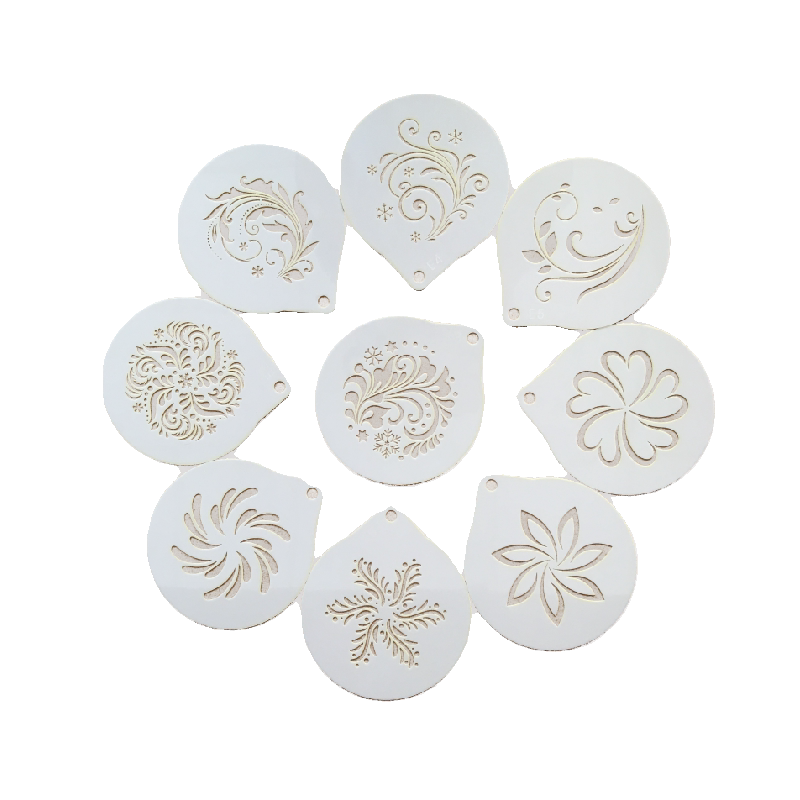 Plastic coffee latte hollow printing template dusting screen