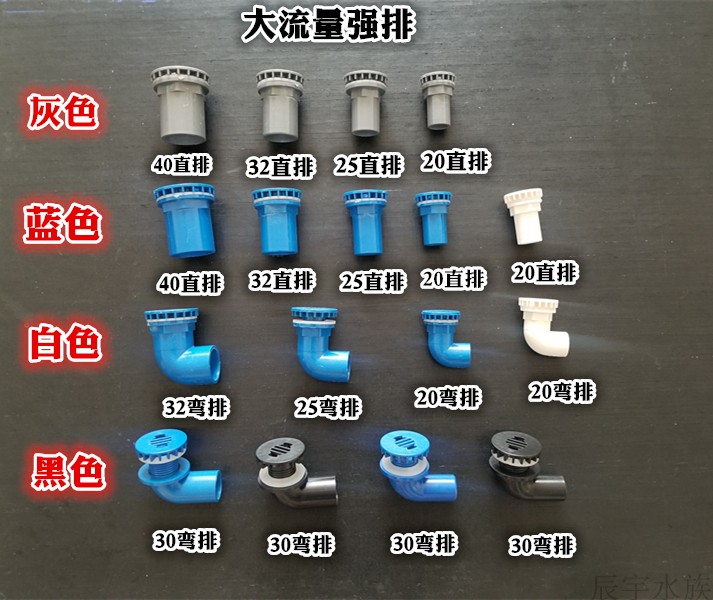 鱼缸强排下水管件接头 水族箱配件 水箱海鲜池排污口底滤缸排水管 - 图1