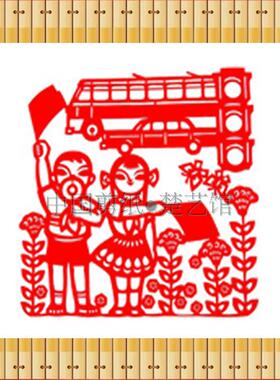学雷峰剪纸窗花中国梦少年强装饰画儿童教学手工作品核心价值观