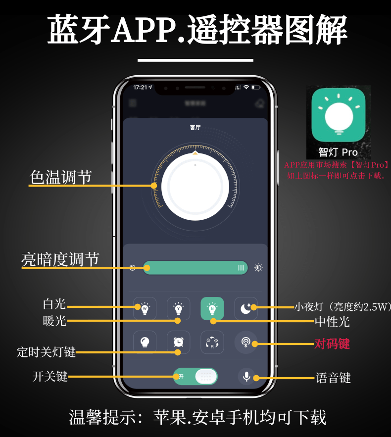 超亮led灯泡E27螺旋节能灯球泡灯2.4G遥控无极调光三色变光家用灯