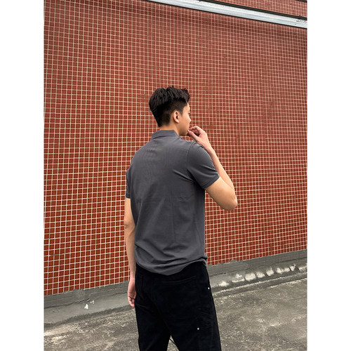 TBKL美式复古索罗娜短袖polo衫男修身简约纯色休闲重磅夏季T恤潮 - 图0