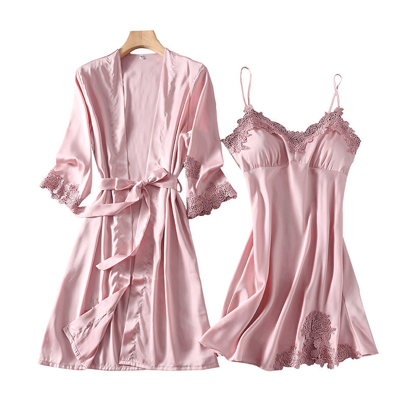 女春夏冰丝绸性感吊带睡衣裙晨袍 睡衣皇后睡衣/家居服套装