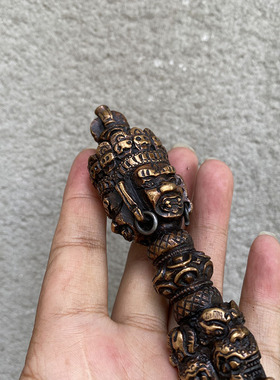 尼泊尔手工纯紫铜金刚撅法器降魔杵三面普巴金刚手工摆放吉祥