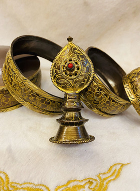 西藏描金格桑花曼扎盘尼泊尔手工