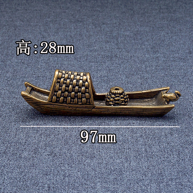 Old brass awning boat, creative incense stick, traditional fishing boat table top ornaments, tea pets, antiques, miscellaneous old copper ornaments