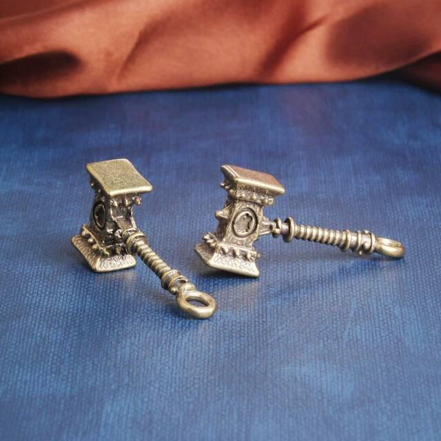 Pure Brass Thor's Hammer Creative Keychain Pendant Small Hammer Personalized Pendant Antique Miscellaneous Small Bronze Ornaments