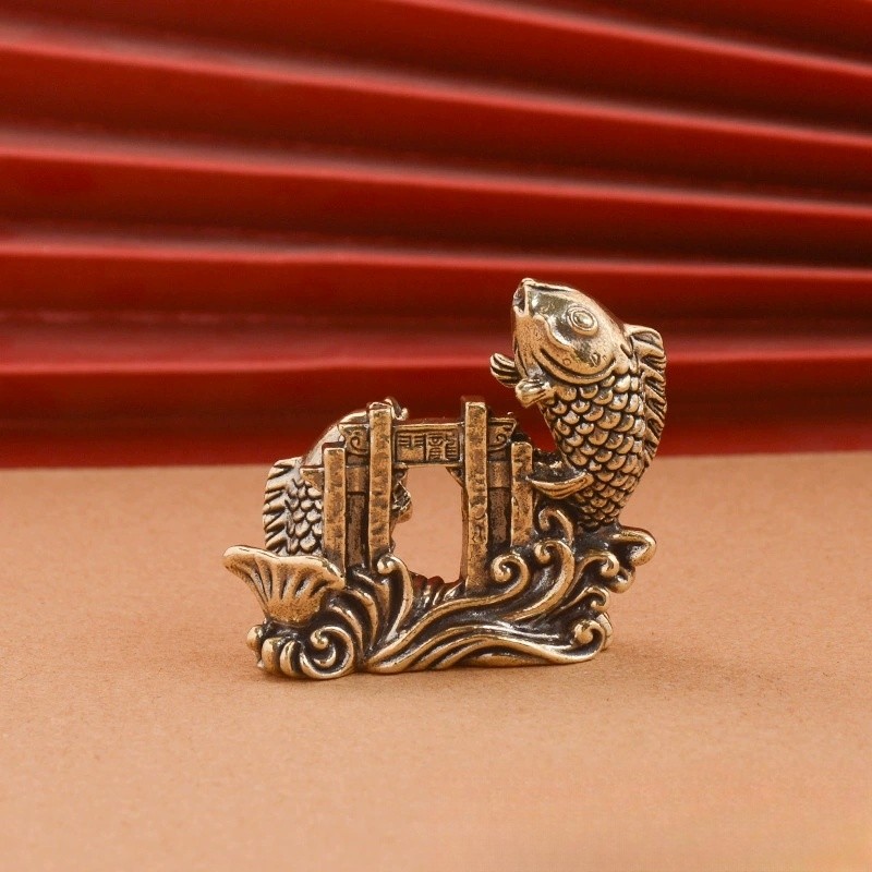 纯黄铜复古鲤鱼跃龙门铜器小摆件装饰品办公室桌面工艺品家居茶宠,淘宝优惠券,粉丝福利购,淘宝优惠卷