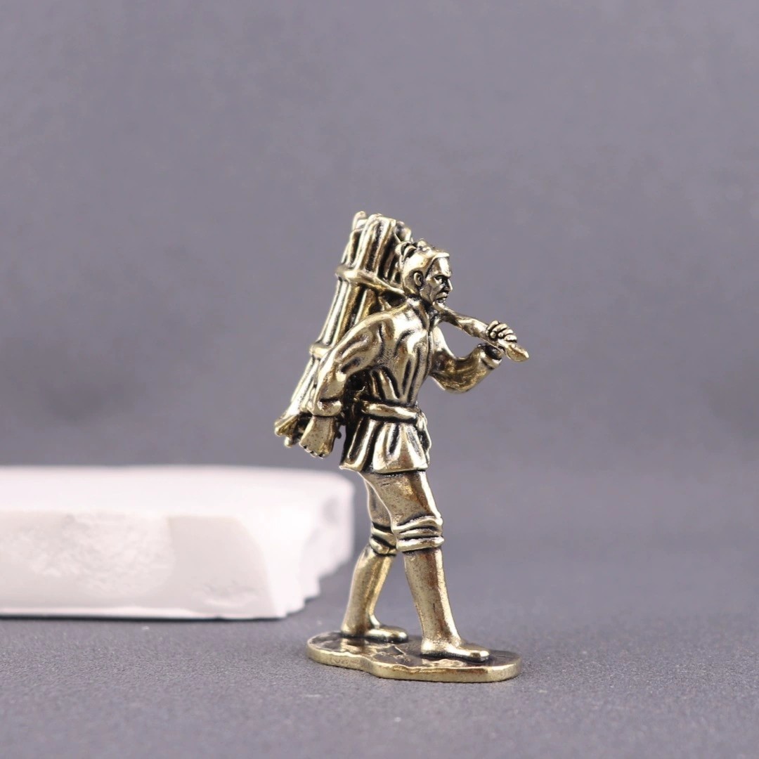 纯黄铜樵夫老头砍柴老人被柴实心复古造景装饰桌面茶宠工艺品摆件,淘宝优惠券,粉丝福利购,淘宝优惠卷