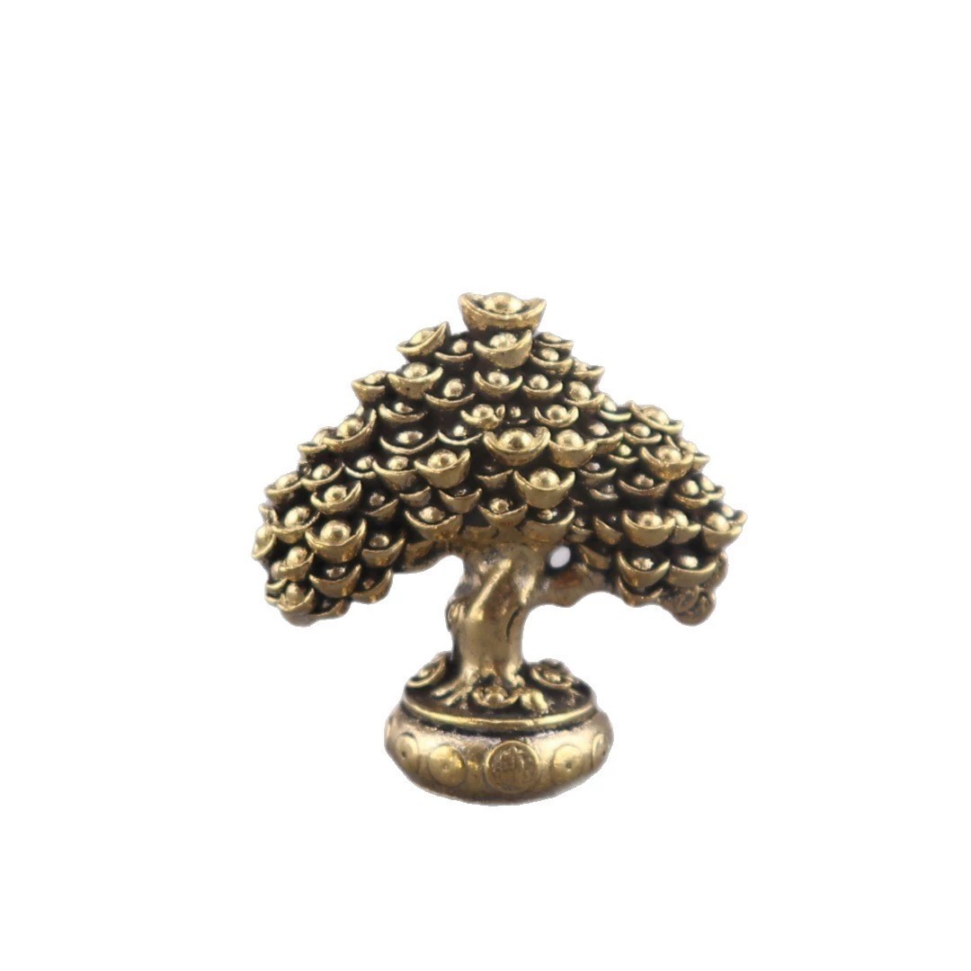 纯黄铜发财树实心招财进宝元宝树复古茶宠摆件手把件工艺品铜摆件,淘宝优惠券,粉丝福利购,淘宝优惠卷