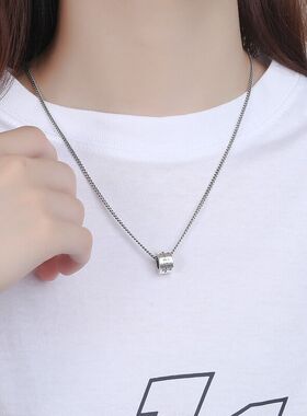 潮牌十字架大G小蛮腰吊坠韩版精美圆筒形泰银工艺项链毛衣链批发