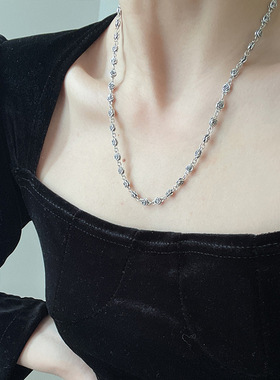 复古玫瑰花鱼钩扣项链女百搭毛衣链ins风小众设计高级感锁骨链潮