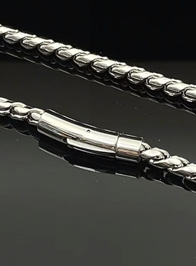 欧美个性钛钢扭鳞龙骨链圆锤链不锈钢项链一体按扣龙骨链男士项链