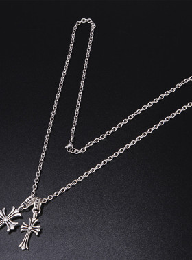 欧美朋克风毛衣链男女搭配个性嘻哈项链长链复古十字架钛钢链项链